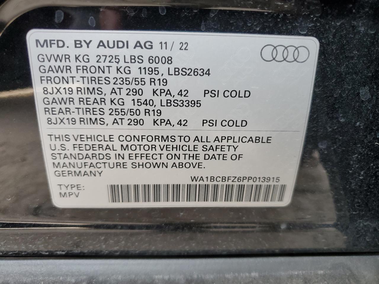 WA1BCBFZ6PP013915 2023 Audi Q4 E-Tron Premium Plus