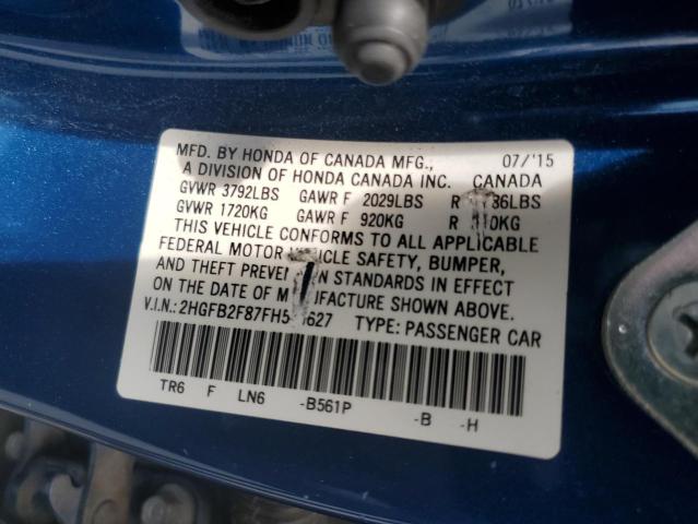 Honda CIVIC EX 2015 2HGFB2F87FH544627 Image 12
