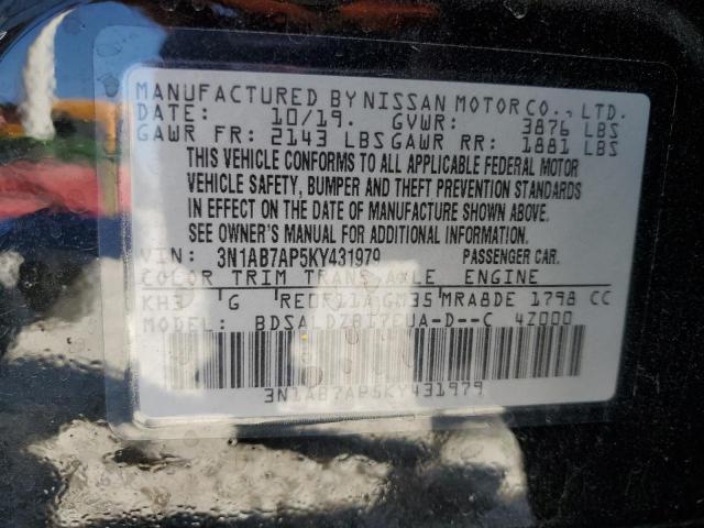 3N1AB7AP5KY431979 Nissan Sentra S 10