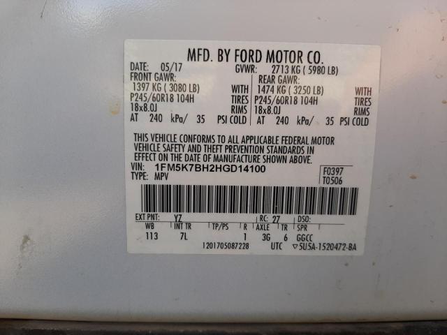 1FM5K7BH2HGD14100 Ford EXPLORER