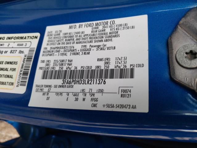 3FA6P0HD3LR211376 Ford FUSION SE