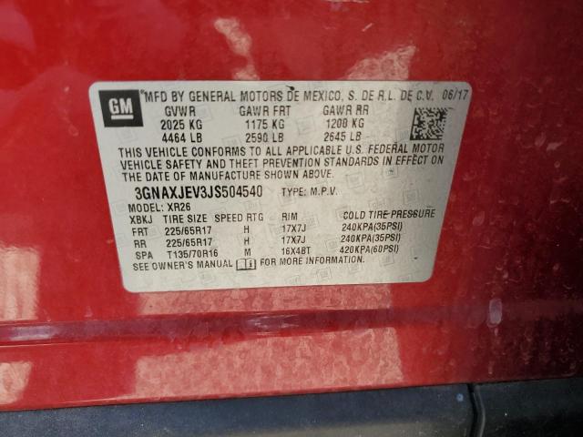 3GNAXJEV3JS504540 Chevrolet EQUINOX LT