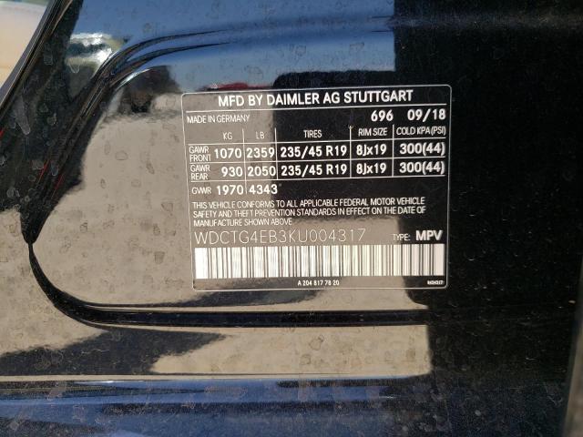 WDCTG4EB3KU004317 Mercedes-Benz GLA 250