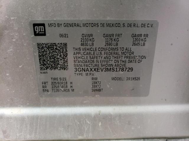 2021 CHEVROLET EQUINOX PR - 3GNAXXEV3MS178729