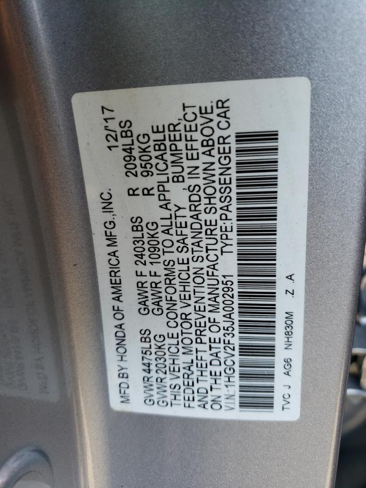 1HGCV2F35JA002951 2018 Honda Accord Sport