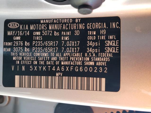 5XYKT4A6XFG600232 KIA SORENTO LX