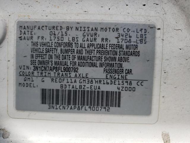 2015 NISSAN VERSA S - 3N1CN7AP8FL900792