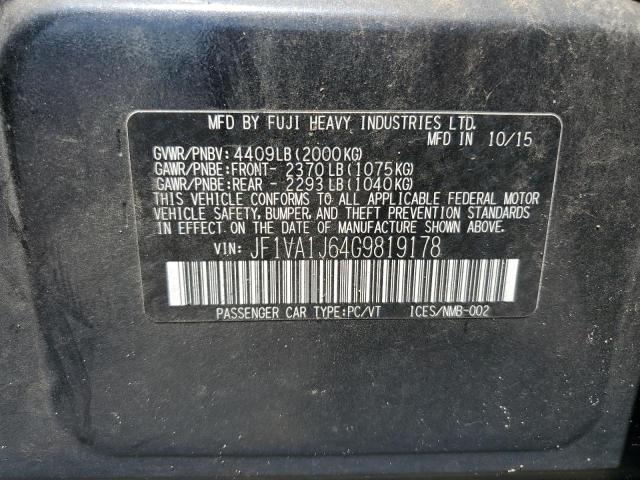 JF1VA1J64G9819178 Subaru Wrx Limited