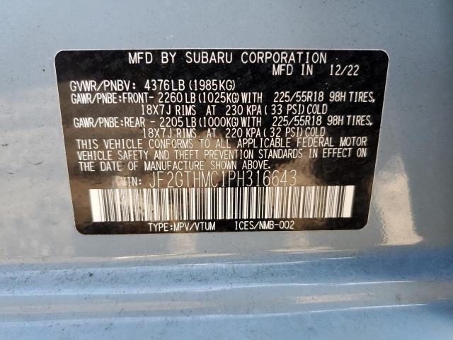 JF2GTHMC1PH316643 Subaru Crosstrek Limited