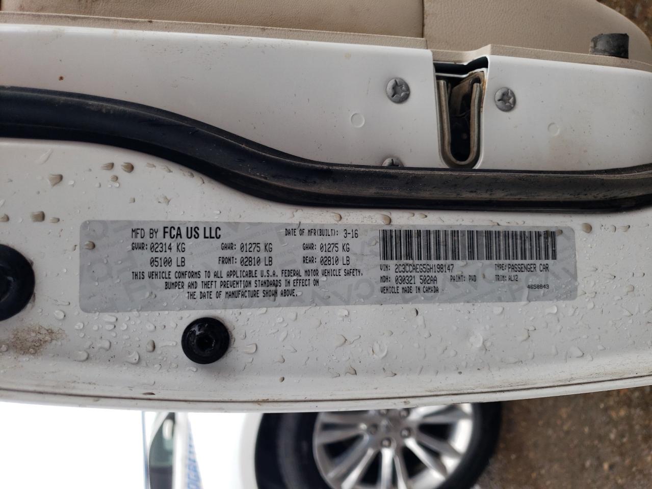 2C3CCAEG5GH198147 2016 Chrysler 300C