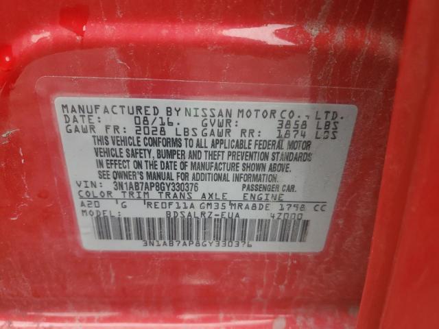 2016 NISSAN SENTRA S - 3N1AB7AP8GY330376