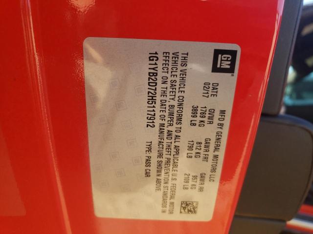 2017 CHEVROLET CORVETTE S - 1G1YB2D72H5117912