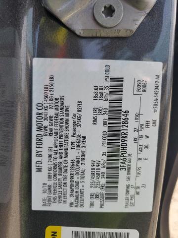 3FA6P0HD9KR128646 2019 FORD FUSION, photo no. 12