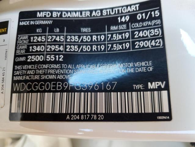 WDCGG0EB9FG396167 Mercedes-Benz Glk 250 Bluetec
