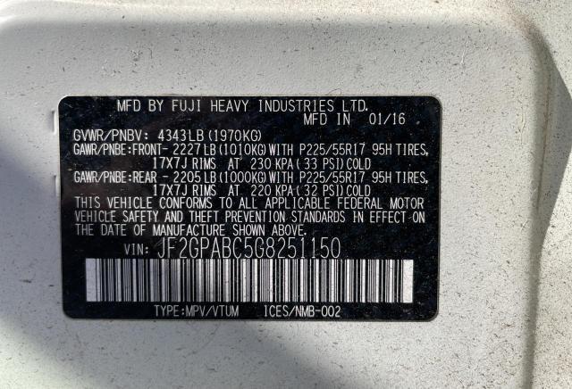 JF2GPABC5G8251150 Subaru Crosstrek Premium