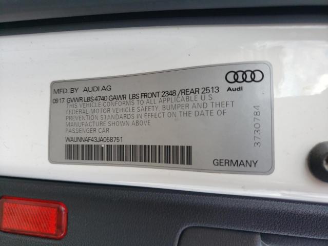 WAUNNAF43JA058751 2018 AUDI A4, photo no. 12