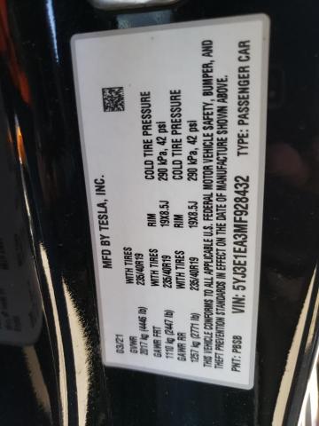 5YJ3E1EA3MF928432 Tesla MODEL 3