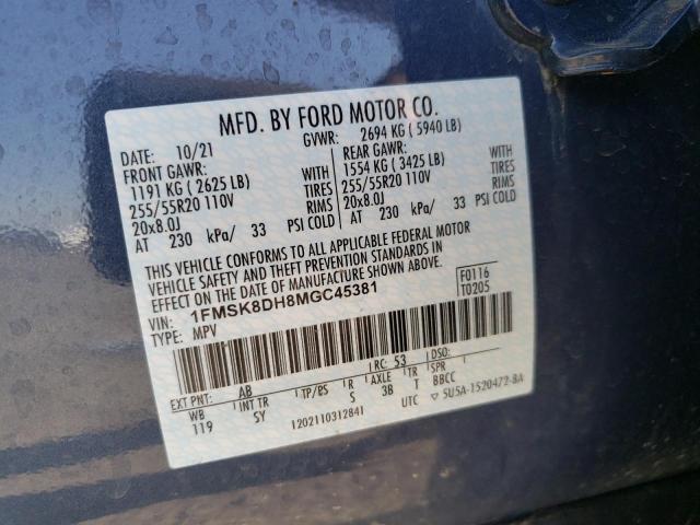 1FMSK8DH8MGC45381 Ford EXPLORER XLT
