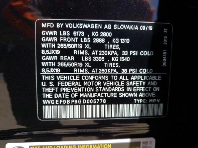 2016 VOLKSWAGEN TOUAREG SP - WVGEF9BP9GD005778