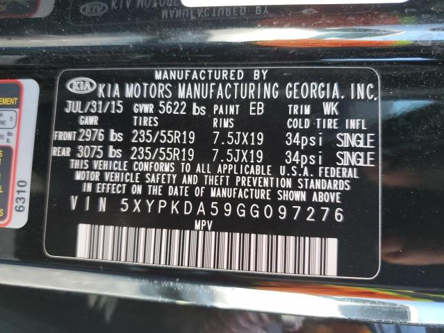 5XYPKDA59GG097276 KIA SORENTO SX