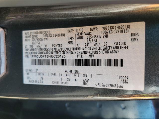 1FMCU0F73HUC20125 Ford ESCAPE S