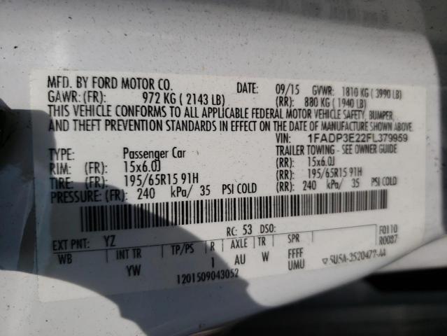 1FADP3E22FL379959 Ford FOCUS S