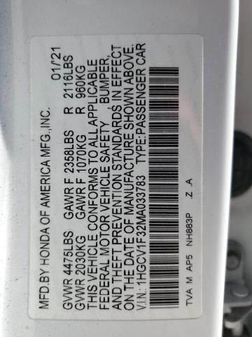 1HGCV1F32MA033783 Honda Accord SPO 10