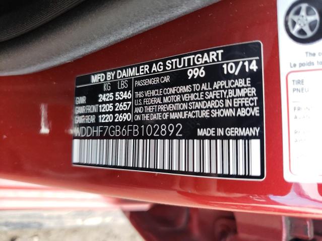 WDDHF7GB6FB102892 2015 MERCEDES-BENZ E-CLASS, photo no. 12