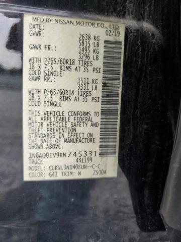 1N6AD0EV9KN745331 Nissan FRONTIER S