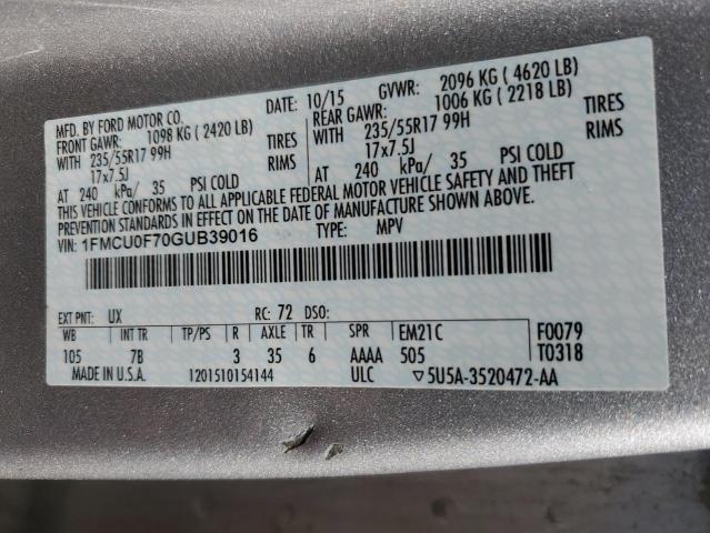 1FMCU0F70GUB39016 Ford ESCAPE S