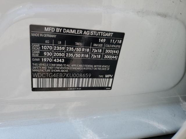 2019 MERCEDES-BENZ GLA 250 - WDCTG4EB7KU008659