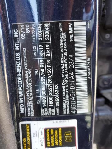 VIN 4JGDA5HB5EA412378 2014 Mercedes-Benz ML-Class, ... no.14