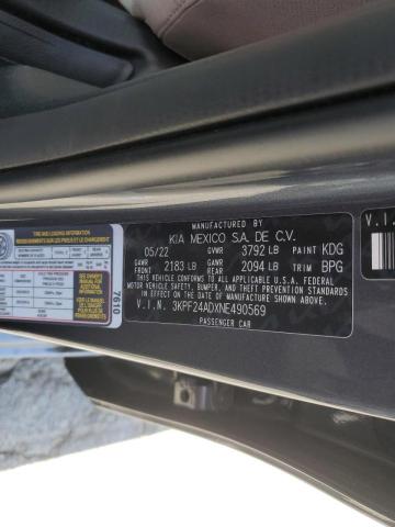 3KPF24ADXNE490569 KIA FORTE FE