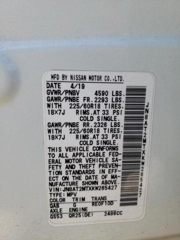 JN8AT2MTXKW265427 Nissan ROGUE S
