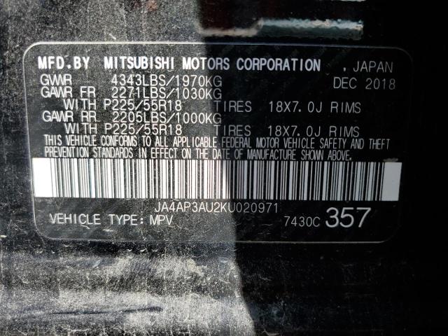 JA4AP3AU2KU020971 Mitsubishi Outlander Sport Es