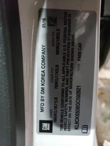 2016 CHEVROLET SPARK KL8CK6S08GC592921