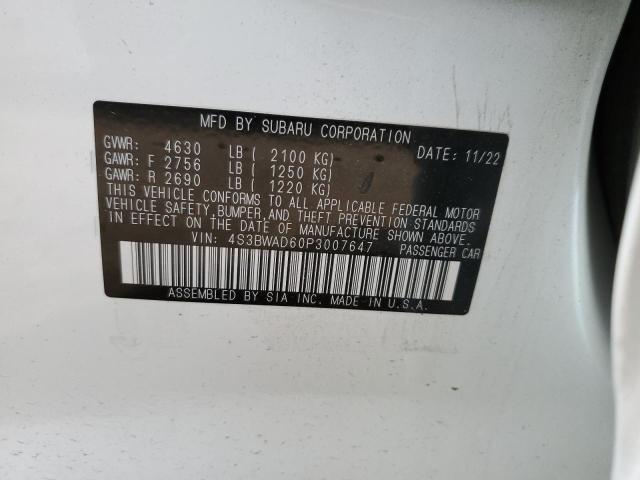 4S3BWAD60P3007647 Subaru Legacy Premium