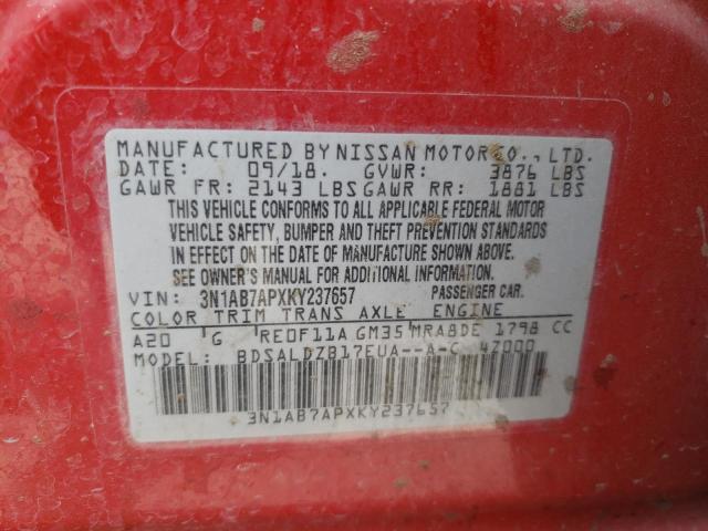 3N1AB7APXKY237657 Nissan SENTRA S