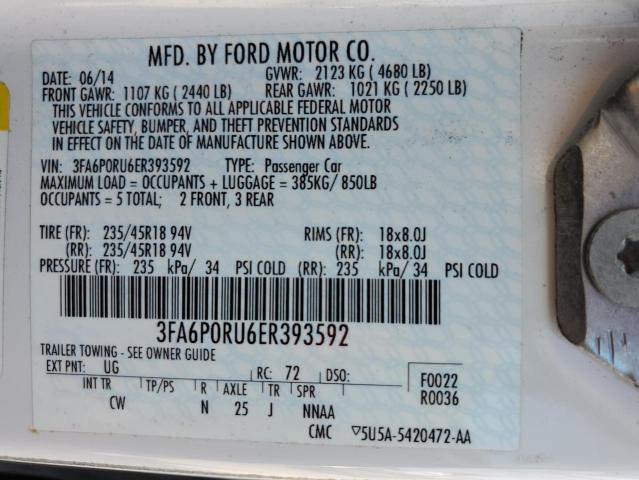 3FA6P0RU6ER393592 Ford Fusion Titanium Hev