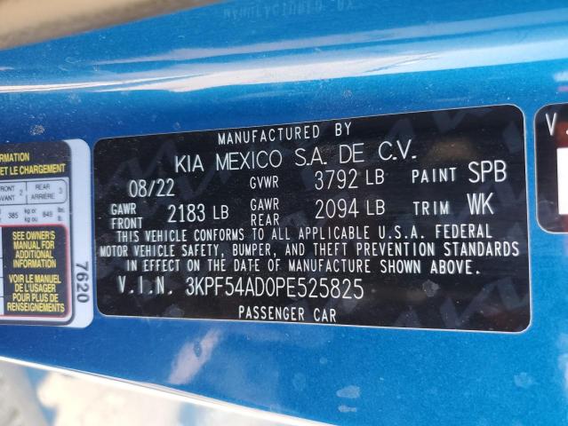 3KPF54AD0PE525825 KIA Forte Gt Line
