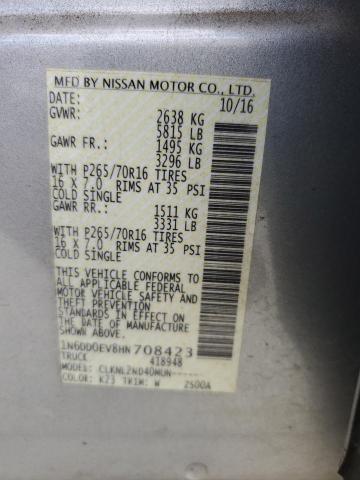 1N6DD0EV8HN708423 Nissan FRONTIER S