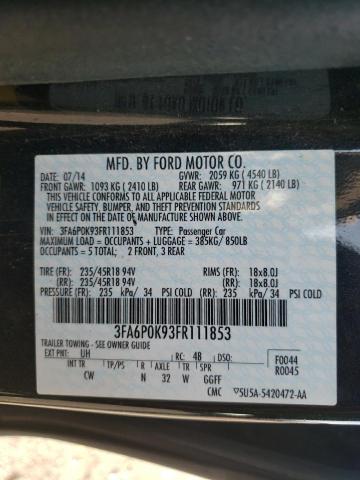 3FA6P0K93FR111853 Ford Fusion Titanium
