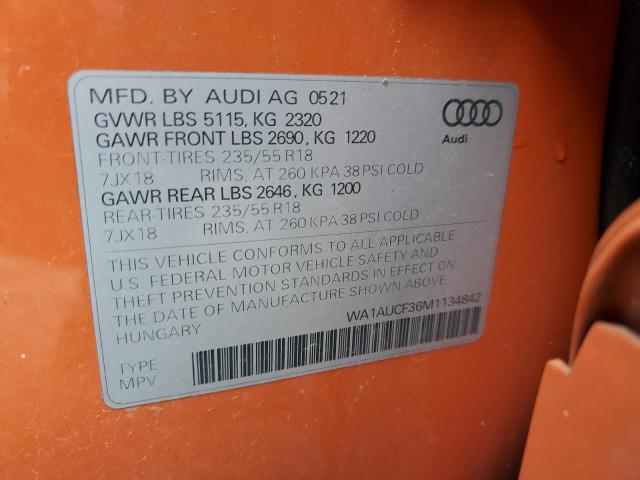 2021 Audi Q3 Premium 40 VIN: WA1AUCF36M1134842 Lot: 62425123