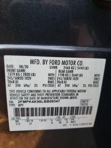 2FMPK4K98LBB09347 2020 FORD EDGE, photo no. 12