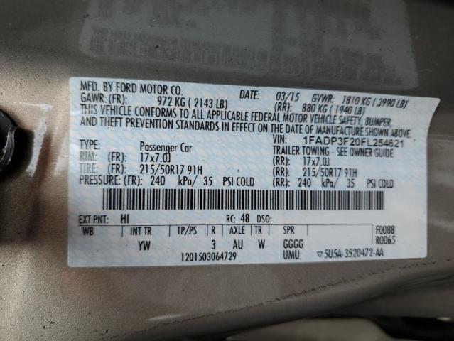 1FADP3F20FL254621 Ford FOCUS SE
