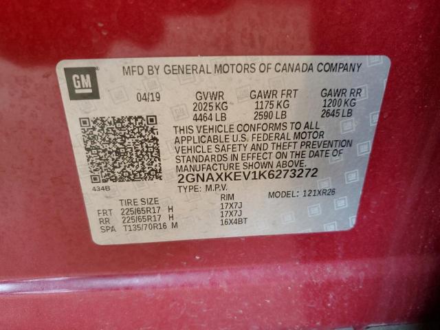 2GNAXKEV1K6273272 Chevrolet Equinox LT 10