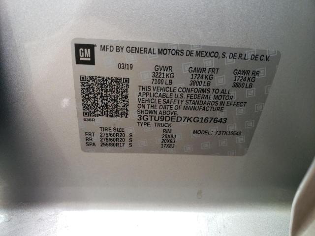 3GTU9DED7KG167643 GMC Sierra K1500 Slt