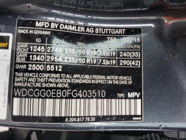2015 MERCEDES-BENZ GLK 250 BL - WDCGG0EB0FG403510