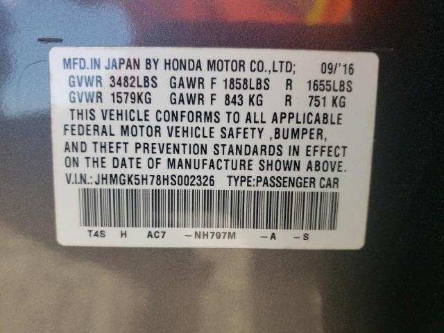 JHMGK5H78HS002326 Honda FIT EX