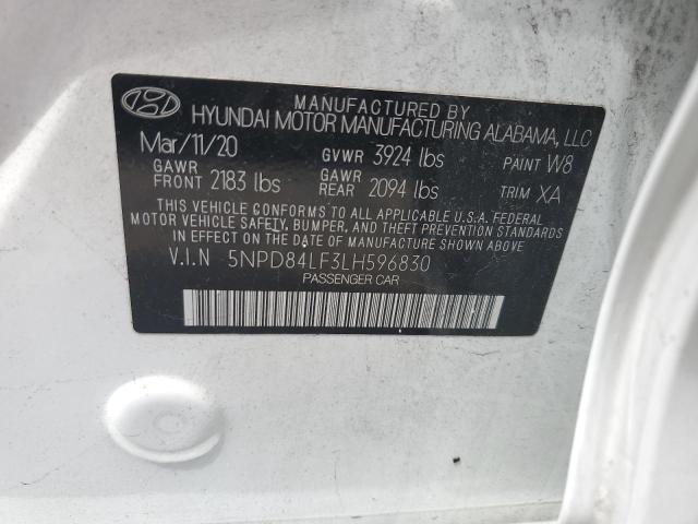 2020 Hyundai Elantra Sel VIN: 5NPD84LF3LH596830 Lot: 51596794